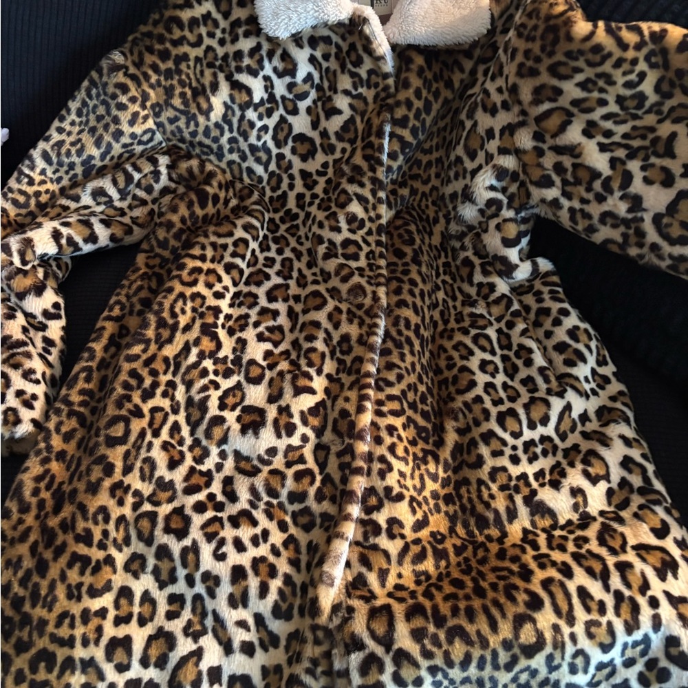 Leopard Print Faux Fur Coat
